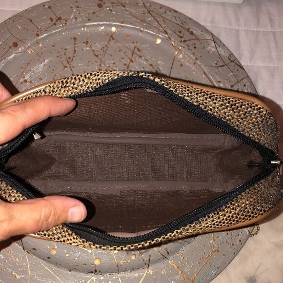 Burlap Textured Faux Leather Combo Toiletry Travel Bag - Picture 9 of 13